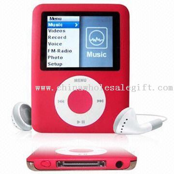 1,8 pollici schermo lettore MP4 con Radio FM incorporata e iPod 30 pin Port, misure 70 x 52,5 x 6,5 mm