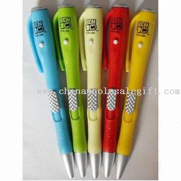 LED Projector Pen with Retractable Refill, Made of Plastic Material