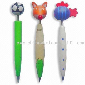 Wooden Ballpoint Pens with Animal-shaped Top, Suitable for Promotions
