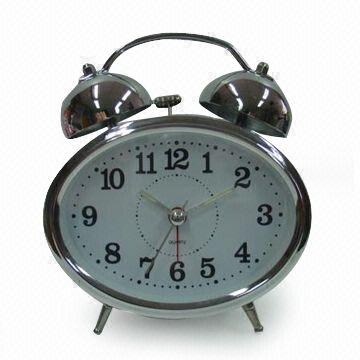 Promotional Twin Bellb Alarm Clock, Made of Alloy