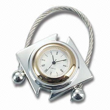 Keychain Quartz Table Clock, Customized Logos are Welcome, Measures 48 x 62 x 13mm