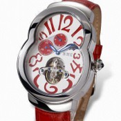 Japonsko automatický multifunkční hodinky s pravý kožený řemínek, pouzdro z nerezové oceli a spony images