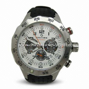 Mens Watch for Commerce, with Stainless Steel Case, Silicon Strap, and Sapphire Crystals