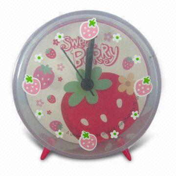 Promotional Desk Alarm Clock, Made of Plastic, Customized Dial is Welcome