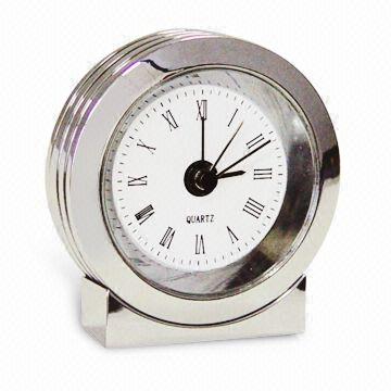 Promotional Desk Clock with Alarm Function, Made of Metal