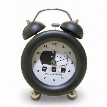 Promotional Twin Bell Alarm Clock, Made of Metal, Customized Dial is Accepted