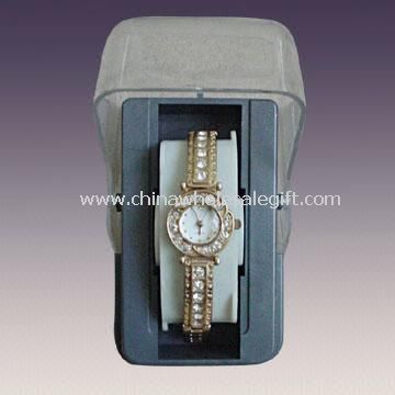 Donna 3 lancette orologio analogico con lega decorato in pietra minerale Band