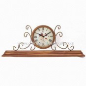 Metal Table Clock with Antique Wire Stand, Measures 27.5 x 8 Inches images