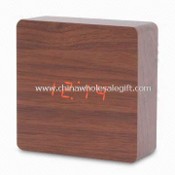 Wooden LCD Table Clock with Sound Sensor, Meausuring 13 x 13 x 4.9cm images