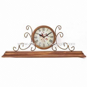 Metal Table Clock with Antique Wire Stand, Measures 27.5 x 8 Inches