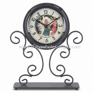 Wrought Iron Table Clock, Measures 23 x 5.9 x 27.5cm