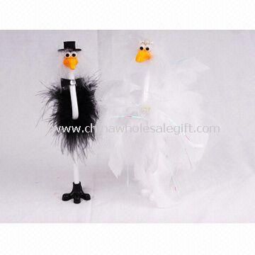 Groom and Bride Fluffy Flamingo Pens, Customized Designs are Welcome
