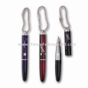 Mini Roller Pen Set with Metal Chain, Brass Barrel and Solid Color Finish