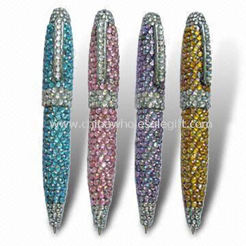 Novelty Pen with Rhinestones/Crystals Decorations, Customized Patterns are Welcome