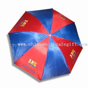 Payung penggemar sepak bola Barcelona, terbuat dari kain Polyester Nylon, langkah-langkah 25 inci x 8 iga