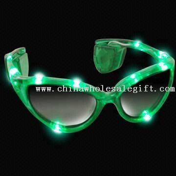 Sunglasses with 10 Flashing LEDs, Available for OEM Orders