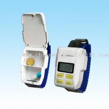 Multifunksjon pille boksen Watch design med fem alarmen innstillingen funksjoner