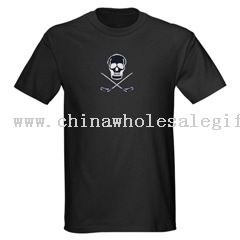 T-shirt escura de crânio de hóquei