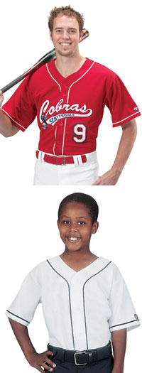 Jeunes et des adultes 6-Button Baseball Jerseys avec bord-Braid