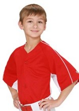 Youth Diamond-Core Full Button Baseball Jersey with Mesh Side Inserts images