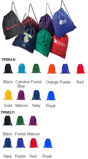 Nylon Drawstring BackPack Now In Twelve Colors!