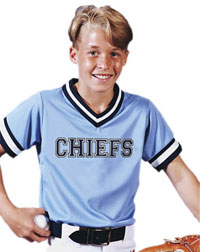 Camisa de Baseball da juventude com decote em v