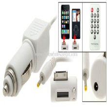 Transmisor FM con control remoto cargador de coche para iPhone 3G iPod Nano Blanco images