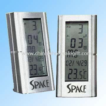 Multifunktions LCD ur med plast sag Alarm og termometer