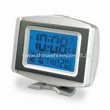 Clock Radio-controlled dengan termometer dan lampu latar LCD