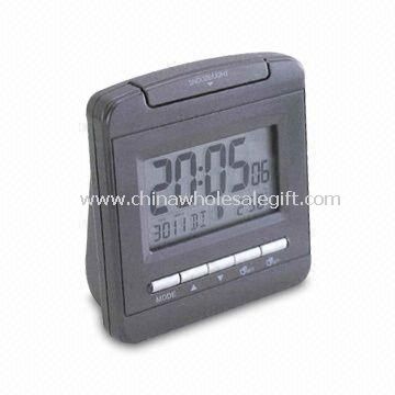 Radio-controlled LCD Travel Alarm Clock with 12/24 Hour Formats