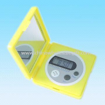 Travel Digital Alarm Clock with Mirror and Four-digit LCD Panel