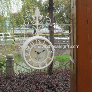 Waterproof and Multifunctional Double-sided Garden Wall Clock with Thermometer