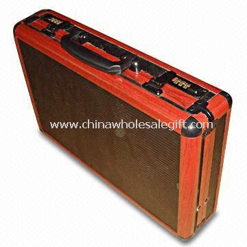 Aluminum Attache Case With Wood Veins Aluminum Frame and Nylon Cloth Inner