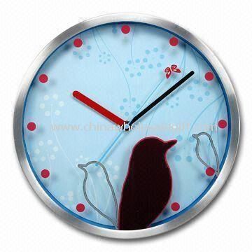 Aluminum Wall Clock with Mirror Design on the Glass Lens and Two Colors Hand