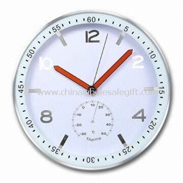 Aluminum Wall Clock with Shiny Figures on Dial and Double Colored Hands