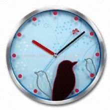 Aluminum Wall Clock with Mirror Design on the Glass Lens and Two Colors Hand images
