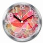 Aluminum Wall Clock with Silkscreen Design on Glass Lens small picture