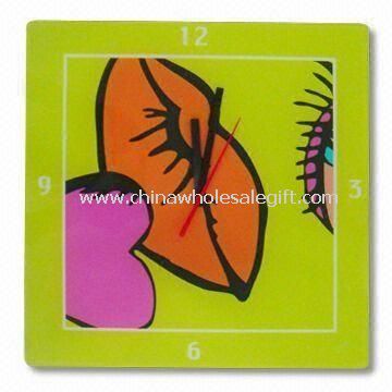 Square-shaped Glass Wall Clock with Decal Printing