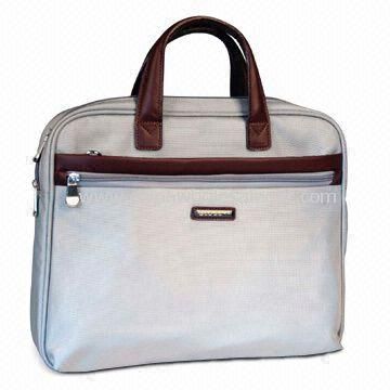 36cm Nylon/Leather Briefcase with Sturdy Waterproof and Anti-wear Features