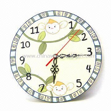 Wooden Round Clock Available with Monkey Design