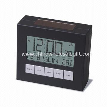 Solar Alarm Clock with LCD Display with Calendar and Thermometer