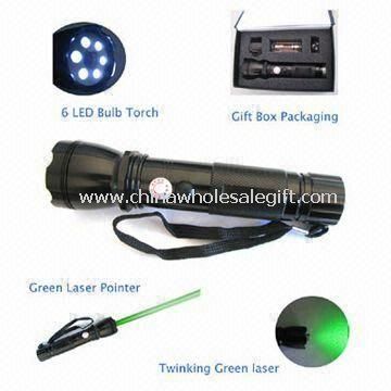 Зеленая лазерная указка с фонариком