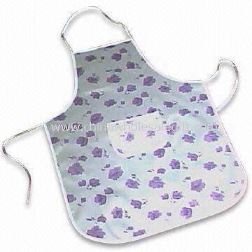 Werbe Durable Kochen Schürze mit gedruckten Blumen und Spitze hergestellt aus PVC und Nylon