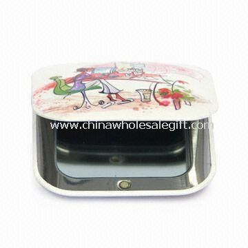 Cosmetic Mirror with Aluminum Case and Allover Printing Pattern