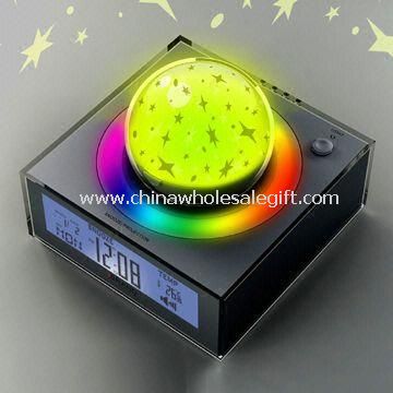 Desktop Clock with Rotating Projection Stars Globe and Alarm Clock