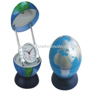 Globe reading lamp with alarm clock