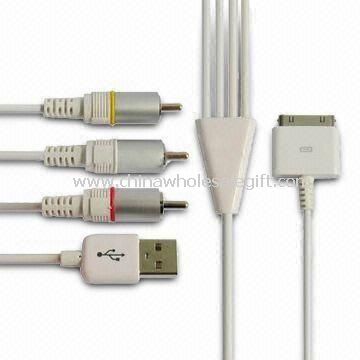 AV Cable for iPad/iPhone 4 Supports Audio and Video Output in Clear Video Signal