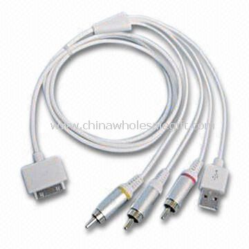 Kabel AV dengan USB untuk iPod/iPhone Output Data ke komputer
