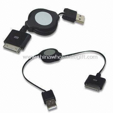 USB Cable in Retractable Design Suitable for iPod, iPhone and iPad