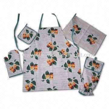 100% Cotton Kitchen Set Includes Apron and Pot Holder